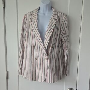 White and Red Striped Suit‎ Jacket with Tailored Fit